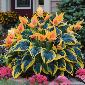 Хоста Флейм Данс купить по цене от 650р. в интернет-магазине «Посадика» с доставкой почтой в в Нерехтае и по всей России – [изображение №1].